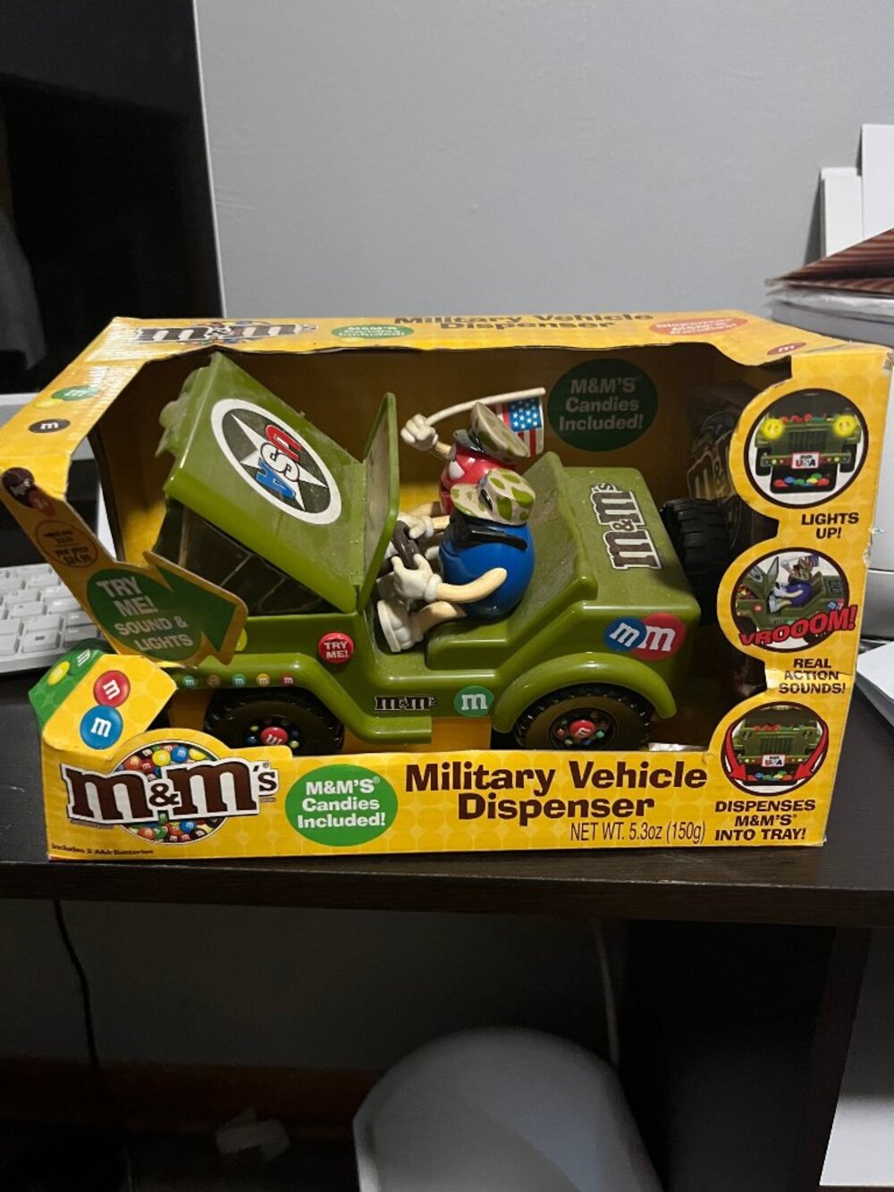 M&M's Military Vehicle Dispenser Toy Green Plastic Candy Dispenser